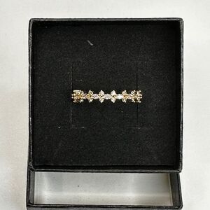 NWB Rose Gold Plated Dainty Half-eternity Stack Ring w/ CZ Stones Size 8.75